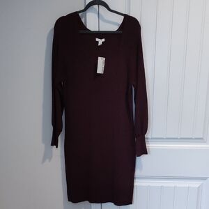Nine West Red Sheath Dress with Bishop Sleeves